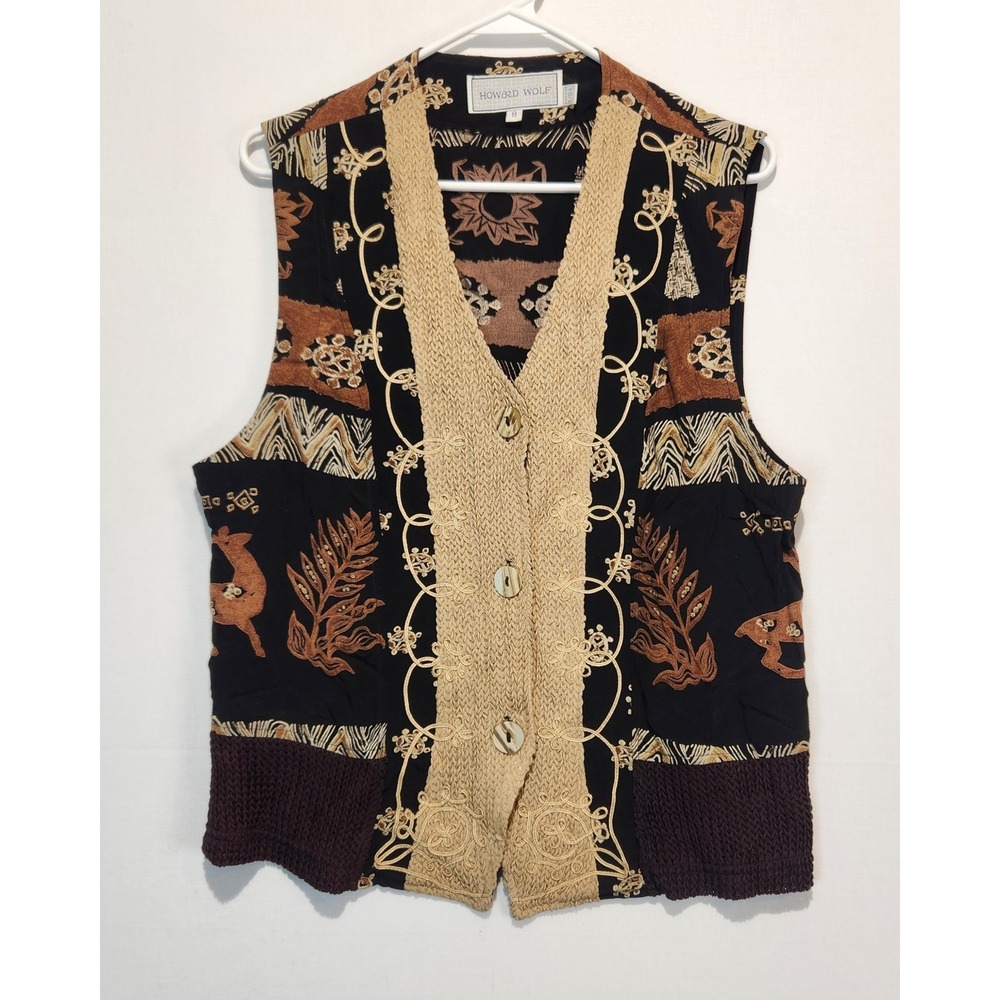 Howard Wolf Vintage‎ Women's Multicolor Floral Vest Size 8